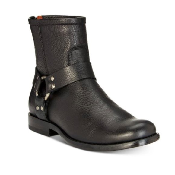 Frye Shoes - Frye Phillip Harness Moto Boot in Black Leather